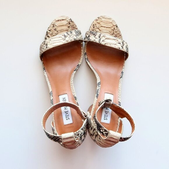 Steve Madden Sara Snakeskin Cylinder Heel Ankle Strap Sandals Size 7.5 - Picture 3 of 16